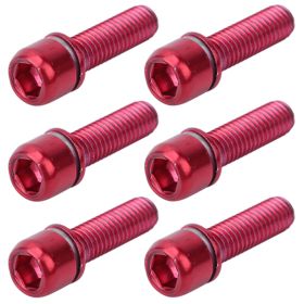 M5x18mm Bicycle Stem Screw Bolt with Spacer Steel Bike Steering Handlebar Parts Red