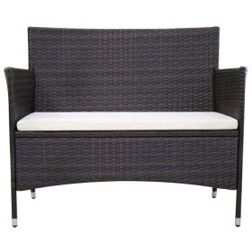 vidaXL Patio Bench 41.7" Poly Rattan Brown