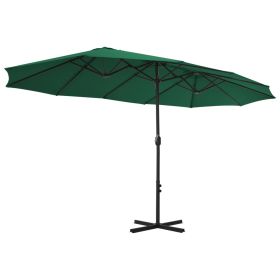 vidaXL Outdoor Parasol with Aluminium Pole 460x270 cm Green