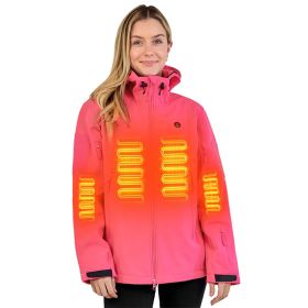 Heated Jacket For Women, ANTARCTICA GEAR Winter Coat With 12V 16000mAh Battery Pack, Soft Shell Heating Hood Jacket (Option: Pink-XXL)