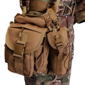 ANTARCTICA Waterproof Military Tactical Drop Leg Pouch Bag Type B Cross Over Leg Rig Outdoor Bike Cycling Hiking Thigh Bag (Color: brown)