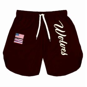 Casual Running Breathable Wicking Speed Bar Tide Men's Shorts (Option: Wine Red-XL)